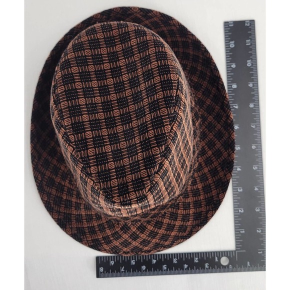 True Gear 100% Wool Fedora Brown Black Plaid Tweed - Picture 11 of 12